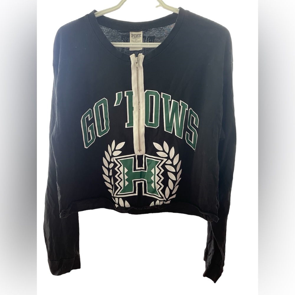 PINK crop top zip up UH manoa edition